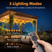Outdoor Patio String Lights S14 Shatterproof Bulb Outside Waterproof Light - 50FT 15M Remote Dimmable Connectable Hanging Outdoor Electric Lighting - Garden Backyard Yard Gazebo Porch Party