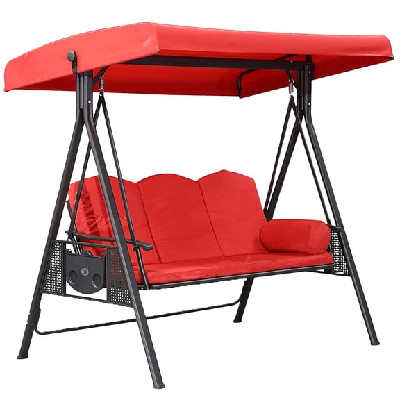 Outdoor Patio Swing Chair Canopy Replacement, 3 Seater Universal Patio Swing Cover Replacement For Garden Swing Patio Furniture (Swing Not Included - Red, 75"x47"x7.8")