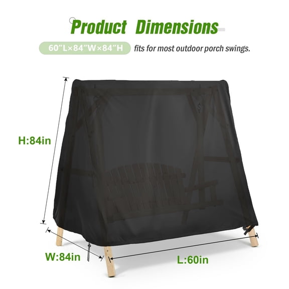 Outdoor Patio Swing Cover 60"L×84"W×84"H For A Frame Set & Porch Glider Hammock Stand