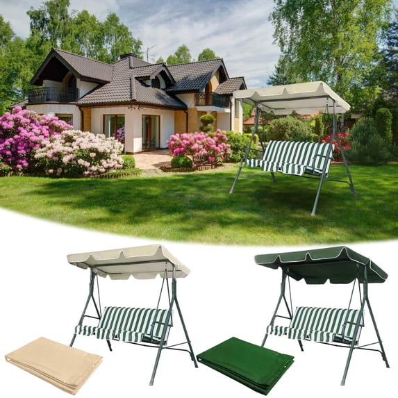 Outdoor Patio Swing Seat Cover Double Replacement Set Thick Waterproof Cloth Canopy for Garden Bench Backyard Sun Protection Durable Swing Roof Top Daily Hot Picks & Limited-Time Offers