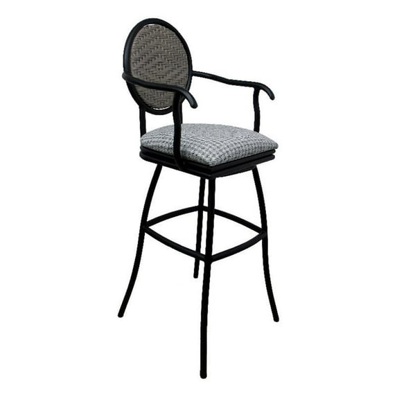 Outdoor Patio Swivel Counter 26" Stool - Adelle - Coco Taupe - black frame
