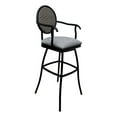 thumbnail image 1 of Outdoor Patio Swivel Extra Tall 34" Bar Stool - Adelle - Coco Taupe- black metal, 1 of 3