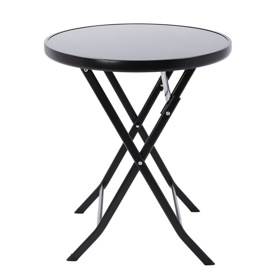 Outdoor Patio Table, Indoor Tempered Glass Round Dining Table, Coffee Side Table for Patio Garden Backyards