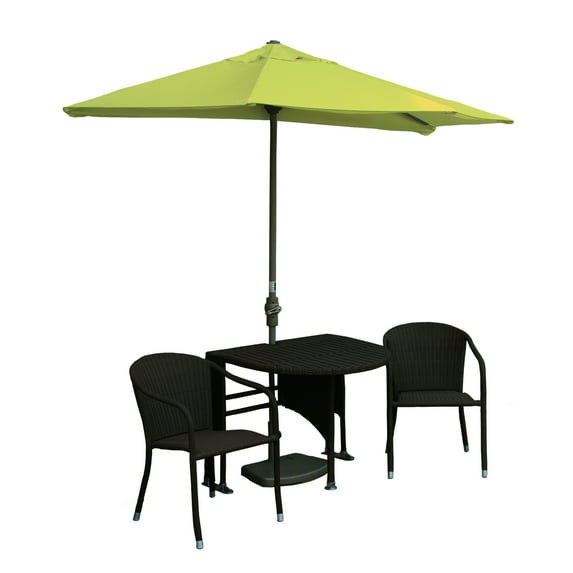 Outdoor Patio Table Set with Half-Canopy Umbrella - Java Color