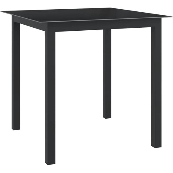 Outdoor Patio Table Side Table, 31.5 Inch Square Aluminum Table Patio Dining Table Garden Table with Glass Tabletop, Weather Resistant Patio Furniture for Garden Lawn Deck, Black