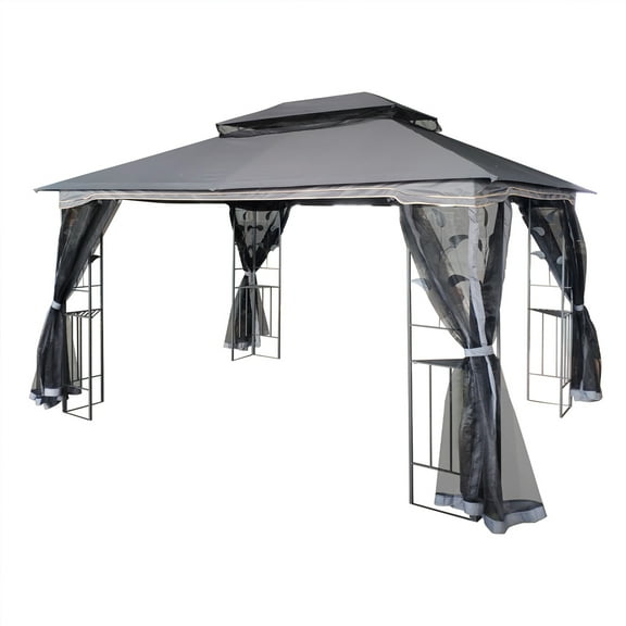 Outdoor Patio Tent, Outdoor Gazebo With Ventilated Double Roofs, Detachable Mesh Fabric, Triangular Framing Rust-proof, Waterproof Gazebos Party Tent For Backyard