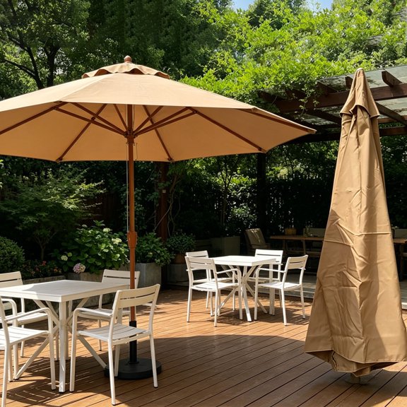 Outdoor Patio Umbrella Replacement Canopy Cover, Waterproof UV Resistant Market Table Umbrella Top Fabric, Summer Outdoor Sun Shade for Garden/Backyard/Deck/Patio Umbrella Replacement, Khaki