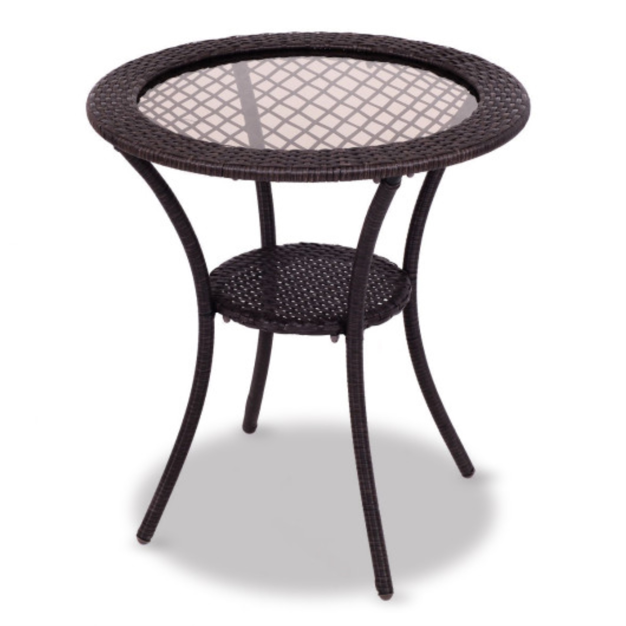 Outdoor Patio Wicker Table , Brown, WeatherResistant PE Rattan