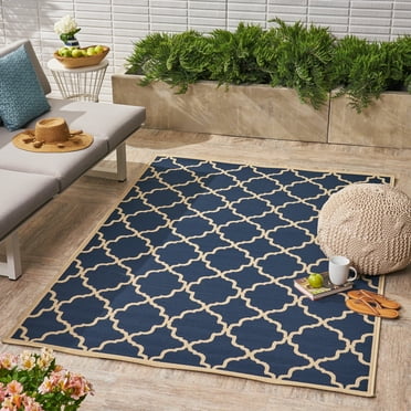 Outdoor Patterned Area Rug 5'3" X 7'6" for Patio, Deck, Backyard, Camping, Balcony, Waterproof Carpet