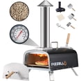 thumbnail image 1 of Outdoor Pellet Pizza Oven 12" Wood Fired Pizza Ovens with Pizza Stone, Pizza Peel, Fold-up Legs, Thermometer, Chimney - Black, 1 of 8