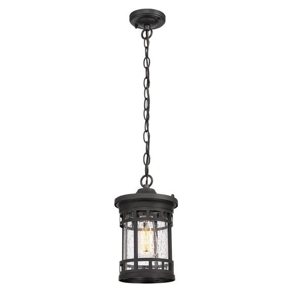 Outdoor Pendant Lantern–Anti-Rust Farmhouse Hanging Light Fixture, Waterproof Metal Cage Outdoor Chandelier for Porch, Patio, Gazebo, Entryway (Black,11inch)