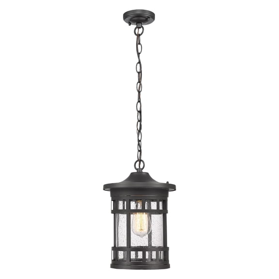 Outdoor Pendant Lantern–Anti-Rust Farmhouse Hanging Light Fixture, Waterproof Metal Cage Outdoor Chandelier for Porch, Patio, Gazebo, Entryway (Black,13.2inch)
