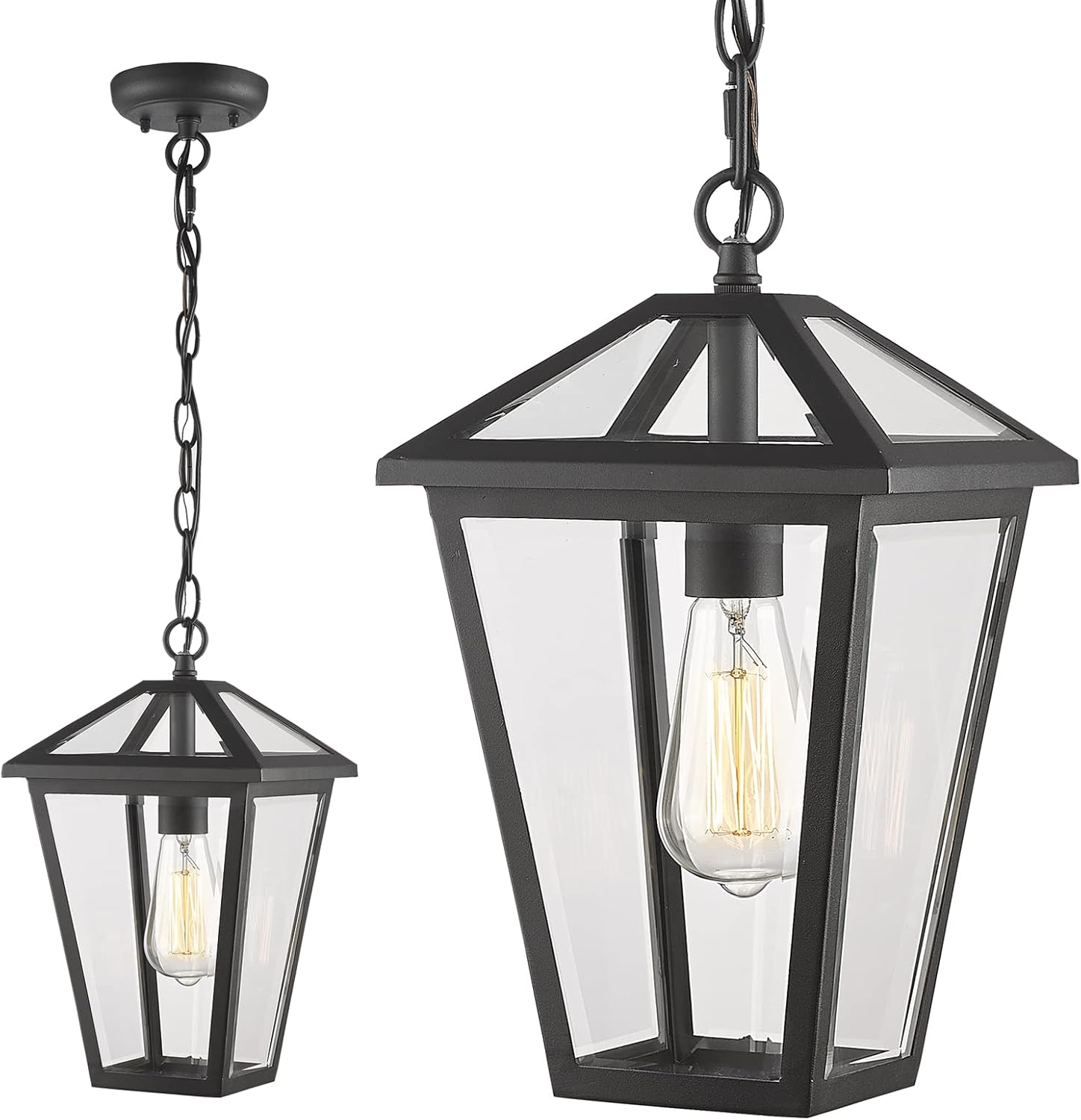 Miumaeov Retro Outdoor Post Lamp Black Iron Lantern Frosted Exterior Pillar Lights Square Lantern Garden Yard Gate Lighting Lamp Durable