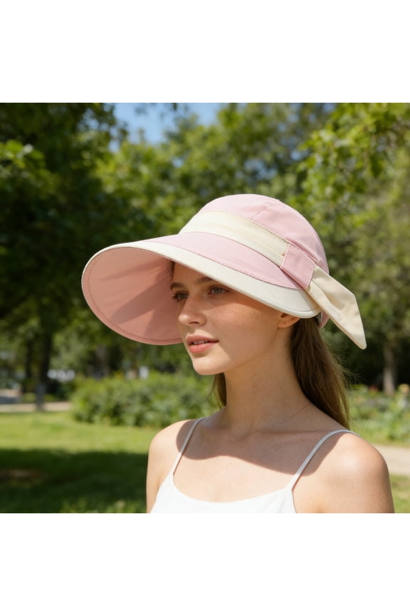 Outdoor Performance Cap with Wide Brim for Sun and Neck Coverage - Breathable Lightweight Travel Hat for Hiking Beach Outdoor Activities, 32cm×12cm, Pink