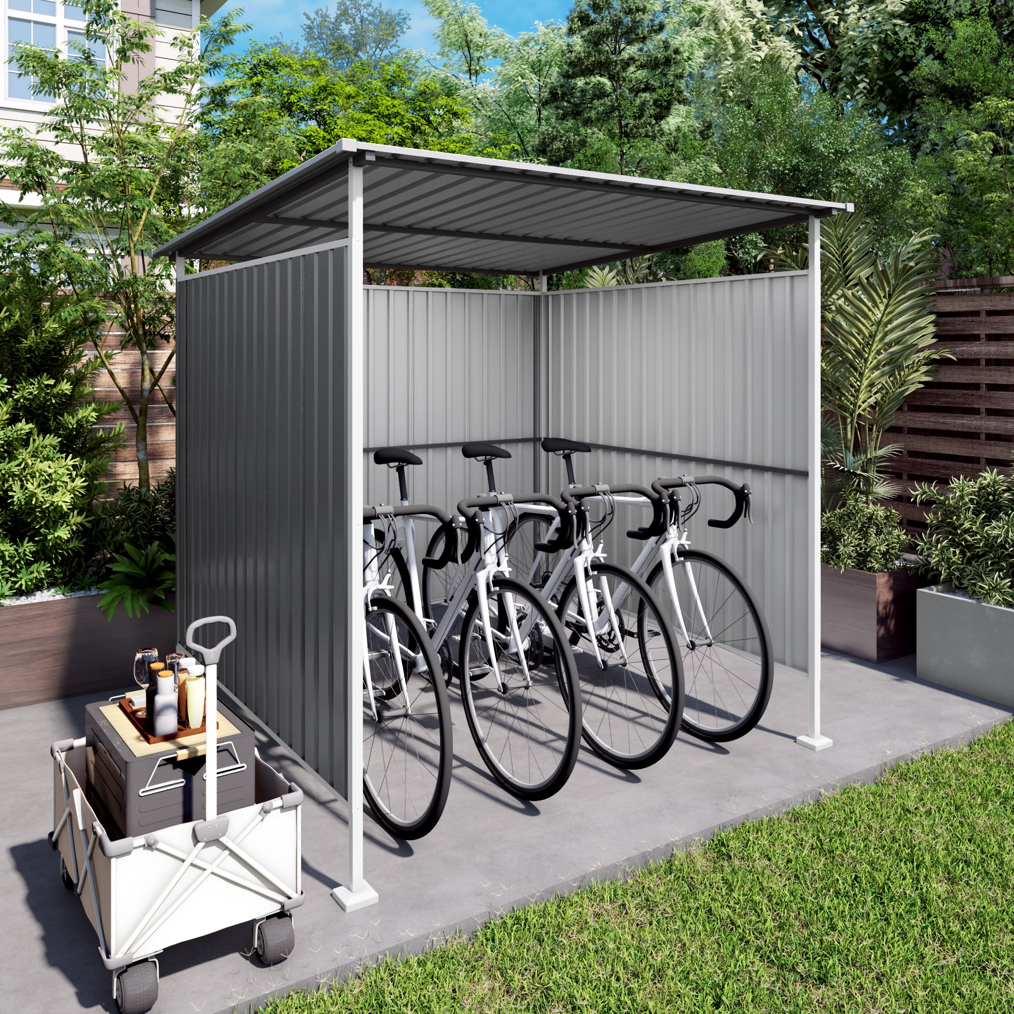 Outdoor Pergola, 6x6 FT Heavy Duty Metal Hardtop Shelter for Garden Backyard Patio Lawn, Gray