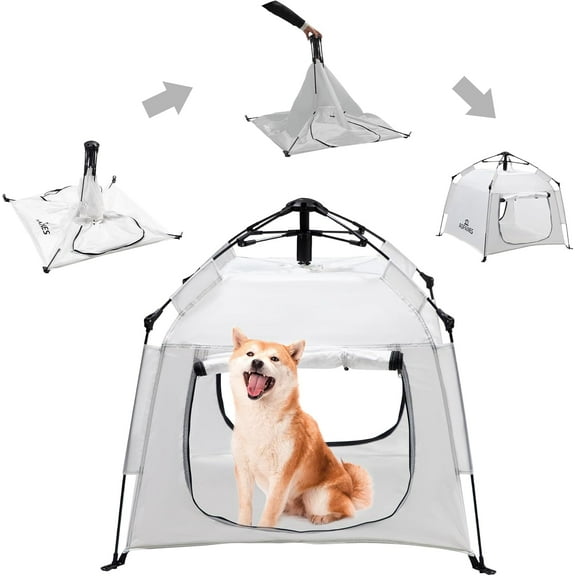 Outdoor Pet Automatic Camping Tent, Pop up Cave Bed for Indoor Cats and Small Dogs, Portable House House, White.