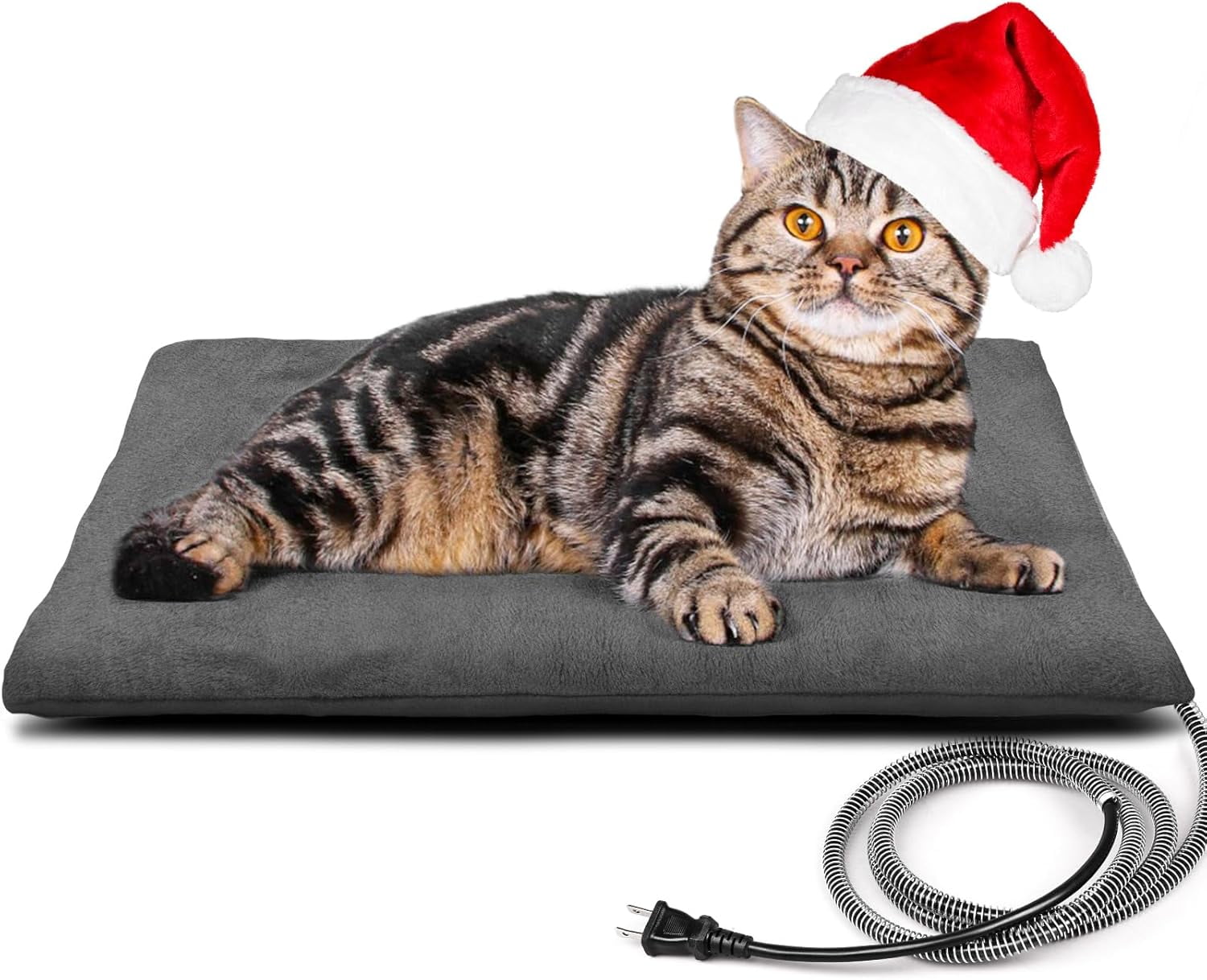Outdoor Pet Heating Pad for Cat Dog, Heated Mat with Waterproof Cover and Automatic Temperature Control, Suitable for Cat Houses, Dog Houses, Small Beds, Porches, 20'' x 16'',Gray