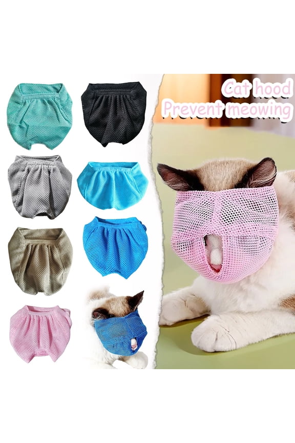 Outdoor Pet Protection, Cat Walking Mask Mint Green, Pet Face Guard, Cat Mouth Cover, Durable Air-Permeable Mesh Build That Does Not Block Normal Breathing Or Meowing, Functional