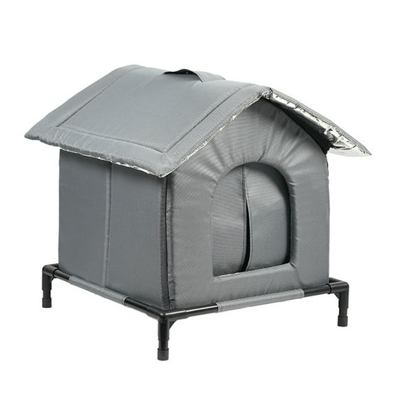 All-Weather Outdoor Cat Kennel with Insulated Warm Shelter for Winter Pet