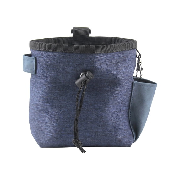 Outdoor Pet Treat Pouch, Navy Blue, Drawstring Closure, Built - in Poop Bag Dispenser, for Training, Hiking, Camping, Travel, Daily Walks - Pet Snack Storage Bag, No Belt Included, Durable Fabric, Ea