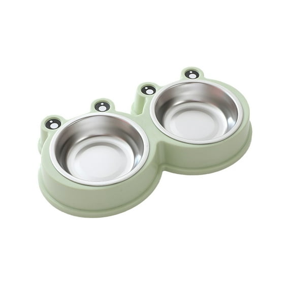 Stainless Steel Double Bowl Pet Food Set Cute Cartoon Design Durable Cat Dog Bowls for Home