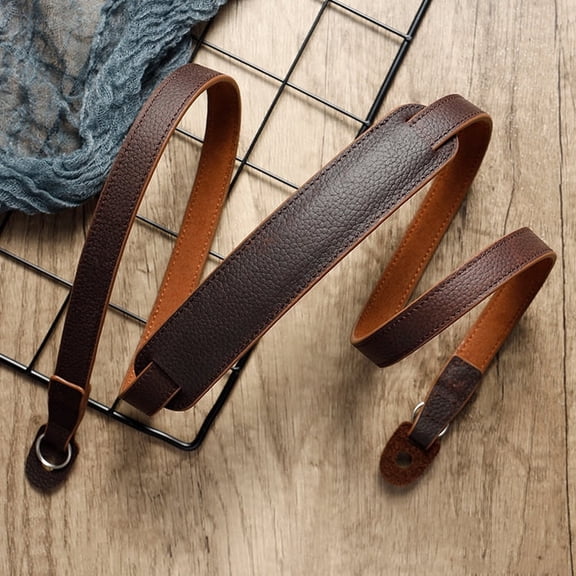 Outdoor Photography Cowhide Leather Camera Shoulder Hanging Neck Winding Strap, Spec: Pure Leather Pure Leather (Deep Coffee)