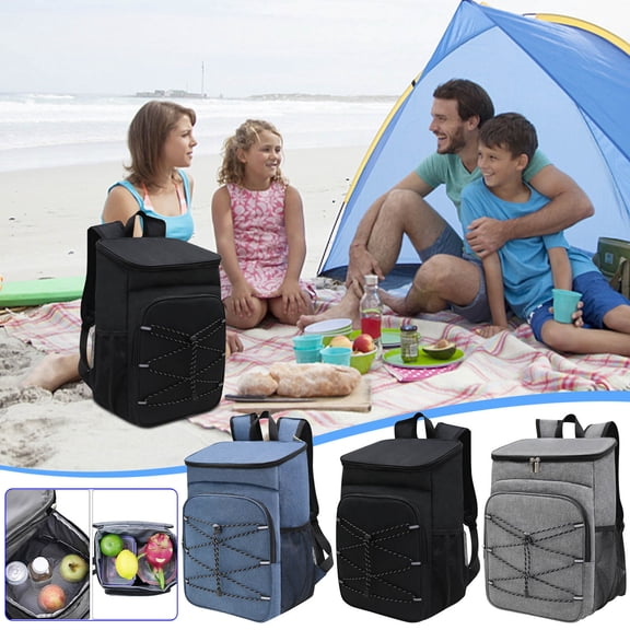 Outdoor Picnic Backpack Cooler Bag, Large Capacity Oxford Fabric, Waterproof Insulated Compartment, Ice Pack Storage, for Beach Trips, Camping, and Family Outings, Gray, by Ihhxbz