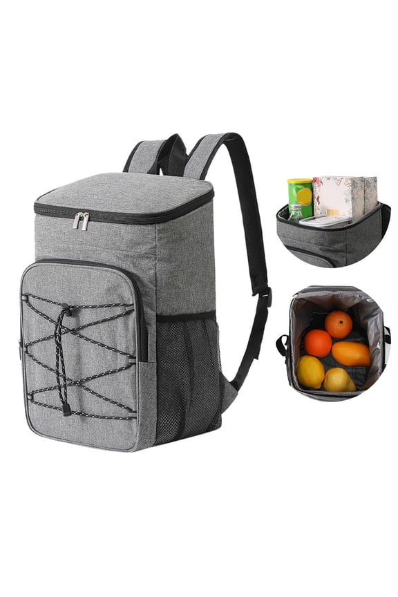 Outdoor Picnic Backpack Thermal for Lunch Bag Large Capacity Insulated Shoulder Bag with Cold Compartment and Thickened, 7.48×11.42×16.54 inch, Grey