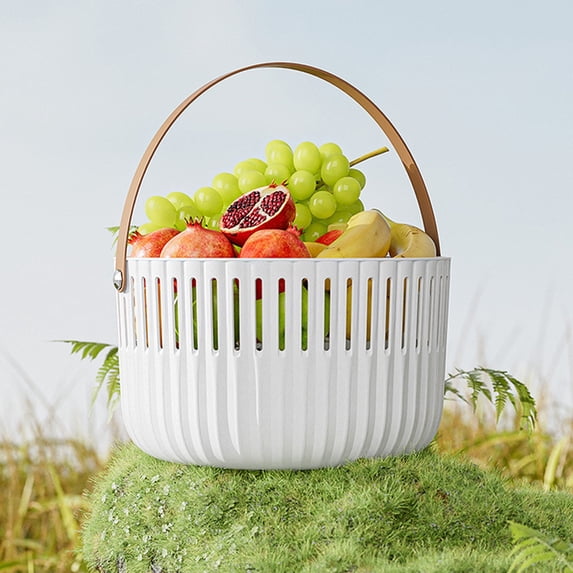 Outdoor Picnic Basket Storage Basket Portable Lightweight Durable Multi Purpose Organizer Handle Carry Food Storage Fruit Vegetable Basket, for Picnic Camping Travel Home Kitchen Organization
