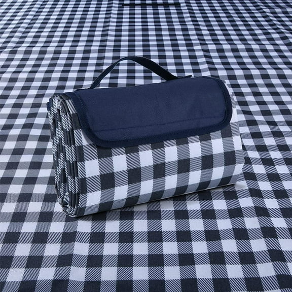 80" x 60" Outdoor Picnic Blanket, Extra Large Foldable Lightweight Waterproof Sand Mat for Beach Camping Hiking Park Patio, Dark Blue