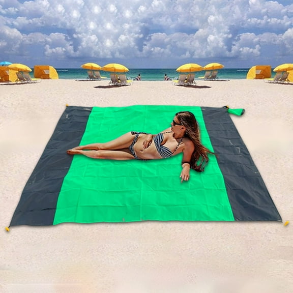 Outdoor Picnic Blanket, Waterproof & Sandproof, 210x200cm Blue Green Army Green Polyester Mat, Non-slip & Quick-dry for Easy Cleaning, Perfect for Beach Camping and Park Gatherings