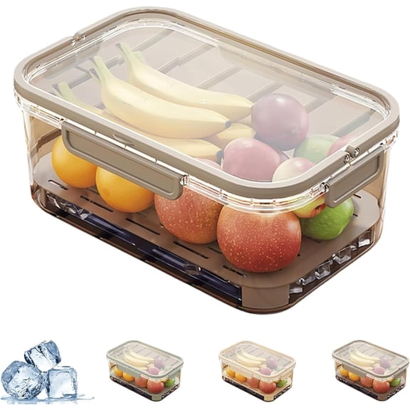 Outdoor Picnic Preservation Box,with Ice Pack & Handle Drain Divider, Reusable Portable Snack Fruit Container for Picnic, Kitchen, Camping