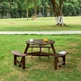 thumbnail image 1 of Outdoor Picnic Table for 6 People | Used in Backyard, Porch with Built - in Umbrella Hole | Burr - Free and Durable Wood | Solves Outdoor Furniture Wear and Tear, 1 of 7