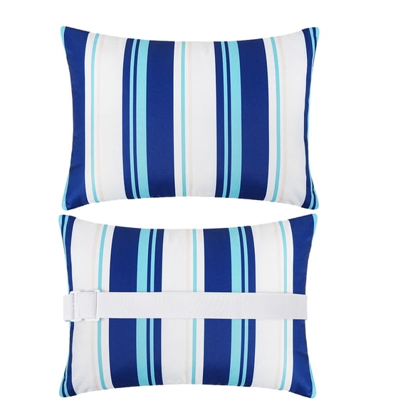 Outdoor Pillow, 11x15.7in Waterproof Adjustable Beach Chair Headrest, Lumbar Support Cushion with Fixing Strap, Comfortable Pad for Patio Lounge Recliner Chair