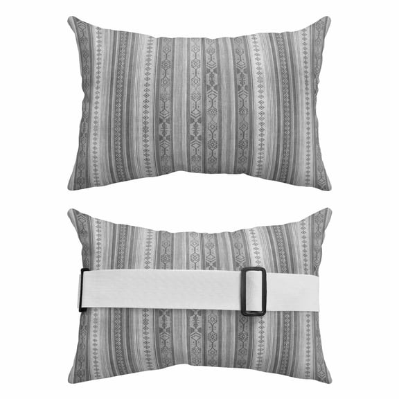 Outdoor Pillow for Chaise Lounge Chair 2 Pack Abstract Striped Waterproof Lumbar Pillow Grey Diamond Pattern Texture Headrest Cushions with Insert for Patio, Beach & Garden 12x20in