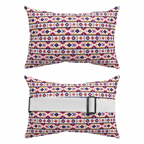 Outdoor Pillow for Chaise Lounge Chair 2 Pack Aztec Geometric Waterproof Lumbar Pillow Ethnic Pattern Headrest Cushions with Insert for Patio, Beach & Garden 11x16in