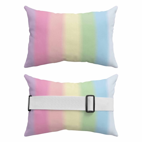 Outdoor Pillow for Chaise Lounge Chair 2 Pack Rainbow Candy Color Waterproof Lumbar Pillow Stripes Colorful Headrest Cushions with Insert for Patio, Beach & Garden 12x20in