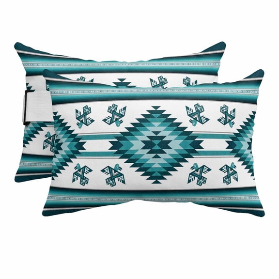 Outdoor Pillow for Chaise Lounge Chair Bohemian Tribal Thunderbird Headrest Pillow Set of 2,11x16 inch, Abstract Geometric Art Waterproof Head Lumbar Pillows for Patio Pool Beach