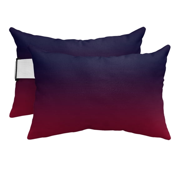Outdoor Pillow for Chaise Lounge Chair Burgundy Red Gradient Ombre Headrest Pillow with Adjustable Elastic Strap Set of 2,11x16 inch, Dark Maroon Shadow Waterproof Head Lumbar Pillows for Patio