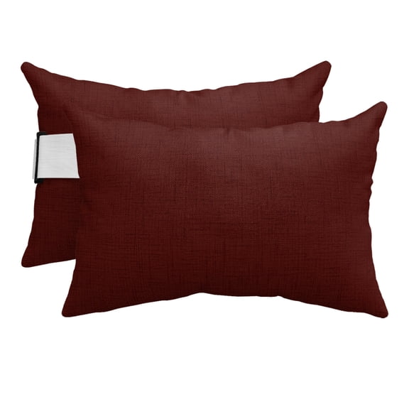 Outdoor Pillow for Chaise Lounge Chair Burgundy Red Headrest Pillow with Adjustable Elastic Strap Set of 2,11x16 inch, Dark Maroon Waterproof Head Lumbar Pillows for Patio Pool Beach