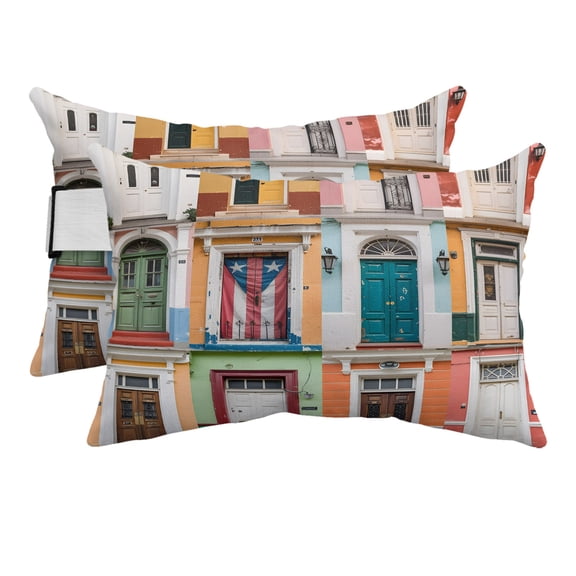 Outdoor Pillow for Chaise Lounge Chair Modern House Door Close-up Art Headrest Pillow Set of 2,11x16 inch, Classic Architecture Doors Waterproof Head Lumbar Pillows for Patio Pool Beach