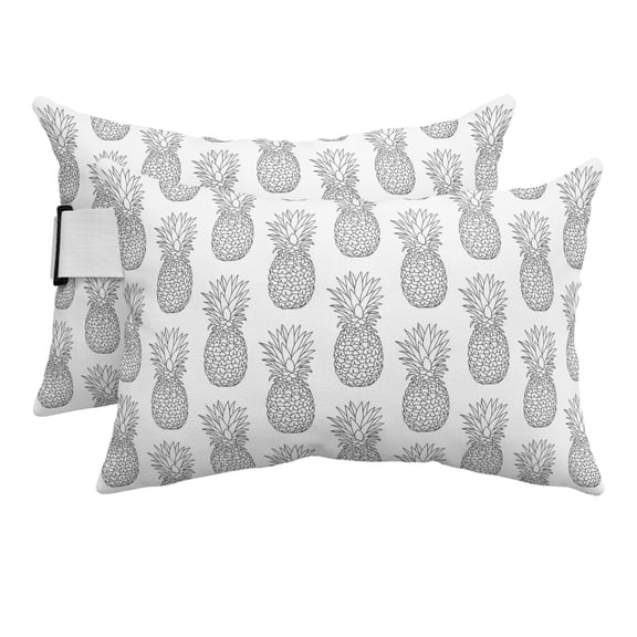 Outdoor Pillow for Chaise Lounge Chair Seamless Grey Pineapple Headrest Pillow Set of 2,11x16 inch, Rustic Farmhouse Fruit Theme Waterproof Head Lumbar Pillows for Patio Pool Beach