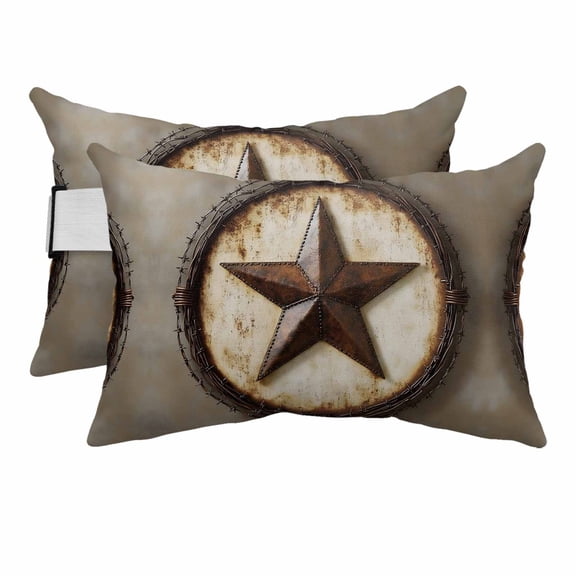 Outdoor Pillow for Chaise Lounge Chair Vintage Rustic USA Stars Headrest Pillow Set of 2,11x16 inch, Primitive Western Country Waterproof Head Lumbar Pillows for Patio Pool Beach