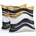 thumbnail image 1 of Outdoor Pillow Cover Abstract Black White Gold Stripes Set of 2 Waterproof Throw Pillowcases Modern Decorative Patio Furniture Pillows for Couch Garden Indoor & Outdoor Use, 1 of 9