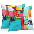 thumbnail image 1 of Outdoor Pillow Cover Abstract Blue Orange Set of 2 Waterproof Throw Pillowcases Painting Graffiti Decorative Patio Furniture Pillows for Couch Garden Indoor & Outdoor Use, 1 of 9