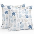 thumbnail image 1 of Outdoor Pillow Cover Abstract Coral Turtles Jellyfish Blue Shells Set of 2 Waterproof Throw Pillowcases Sea Creature Decorative Patio Furniture Pillows for Couch Garden Indoor & Outdoor Use, 1 of 9