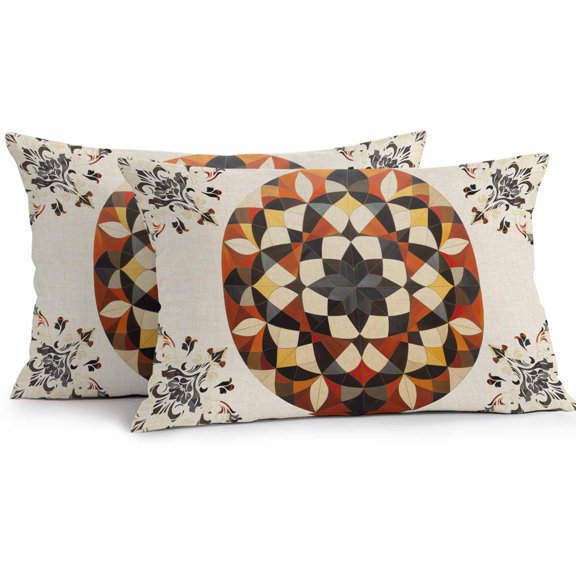 Outdoor Pillow Cover Abstract Lines Set of 2 Waterproof Throw Pillowcases Geometric Modern Art Decorative Patio Furniture Pillows for Couch Garden Indoor & Outdoor Use