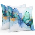 thumbnail image 1 of Outdoor Pillow Cover Abstract Ombre Teal Marble Set of 2 Waterproof Throw Pillowcases Modern Art Decorative Patio Furniture Pillows for Couch Garden Indoor & Outdoor Use, 1 of 9