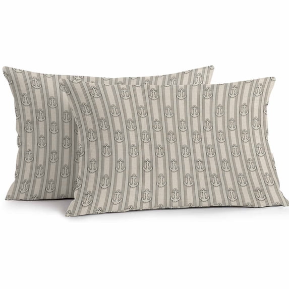 Outdoor Pillow Cover Anchor Line Set of 2 Waterproof Throw Pillowcases Beige Decorative Patio Furniture Pillows for Couch Garden Indoor & Outdoor Use