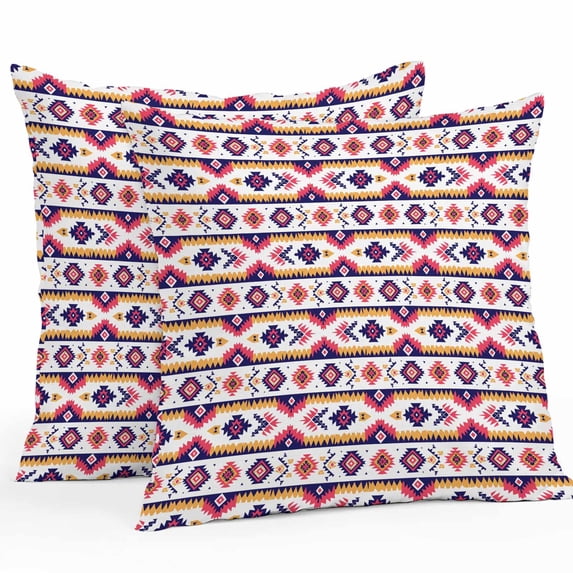 Outdoor Pillow Cover Aztec Geometric Set of 2 Waterproof Throw Pillowcases Ethnic Pattern Decorative Patio Furniture Pillows for Couch Garden Indoor & Outdoor Use